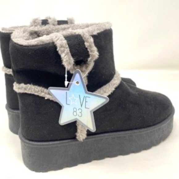 Love83 LM-11937-BK Platform Short Ankle Booties Black Gray Accents Size 11 - Picture 2 of 6